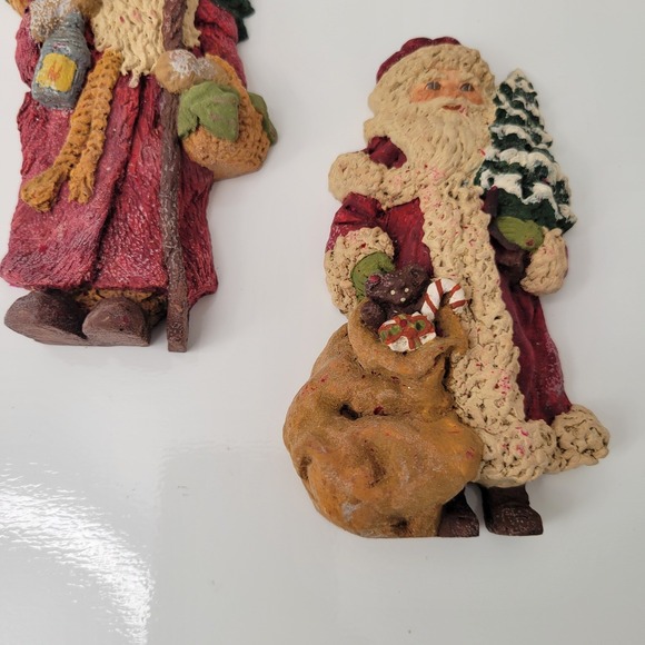 Set 2 Vintage 80s June McKenna Santa Claus Figurine Christmas Tree ShelfSitter - Picture 5 of 14